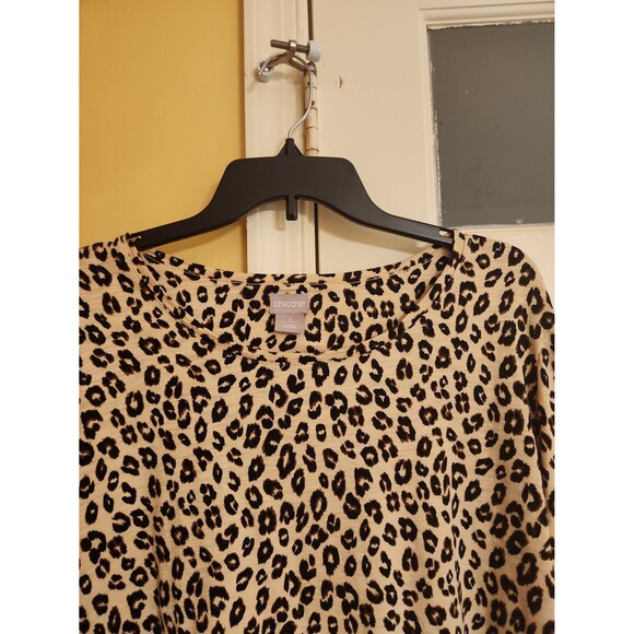 Chico's Leopard-Print 3/4 Sleeves Shirt Size 3 US 16 - Picture 3 of 6